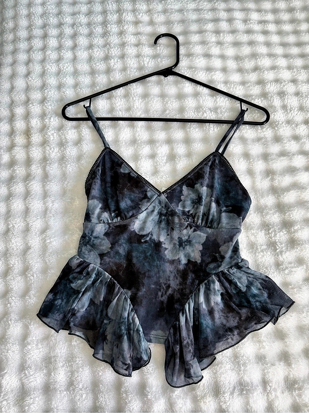 Floral Peplum Camisole in Blue & Black Like New